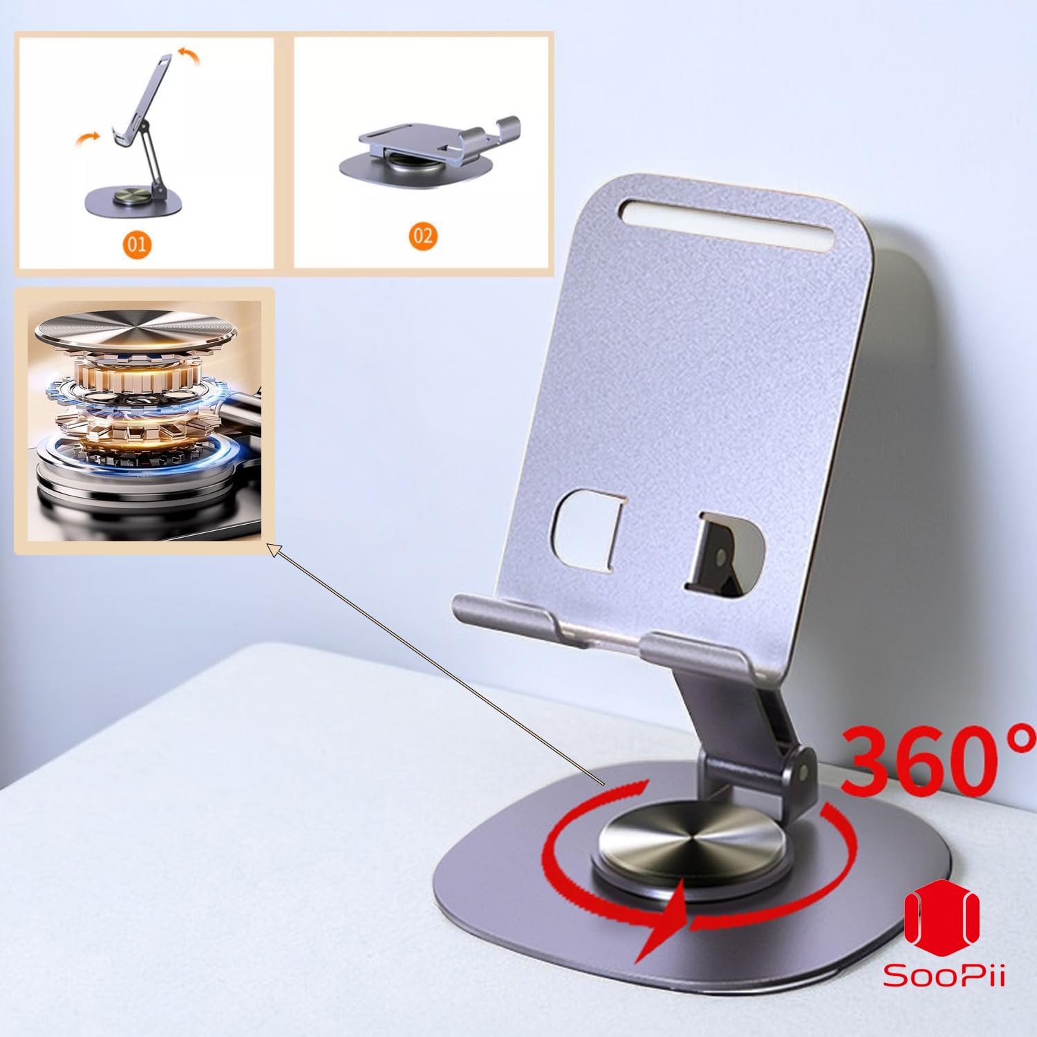 SOOPII Desktop Premium- A Grade Quality Mobile Phone Stand + Tablet Stand, Tab Stand, Mobile Holder, Adjustable & Foldable Mobile Stand, Stand for Mobile Phone and Tablet 1