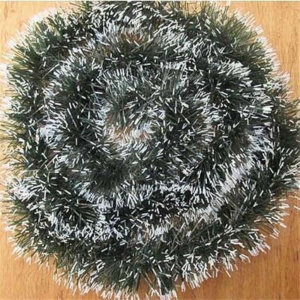 ME & YOU Artificial Tinsel Garland (Pack of 4, 7 feet Each) Snow Tipped Green Heavy Christmas Strings, Ribbon for Xmas Christmas and New Year Decoration, Green and Snowy Frost