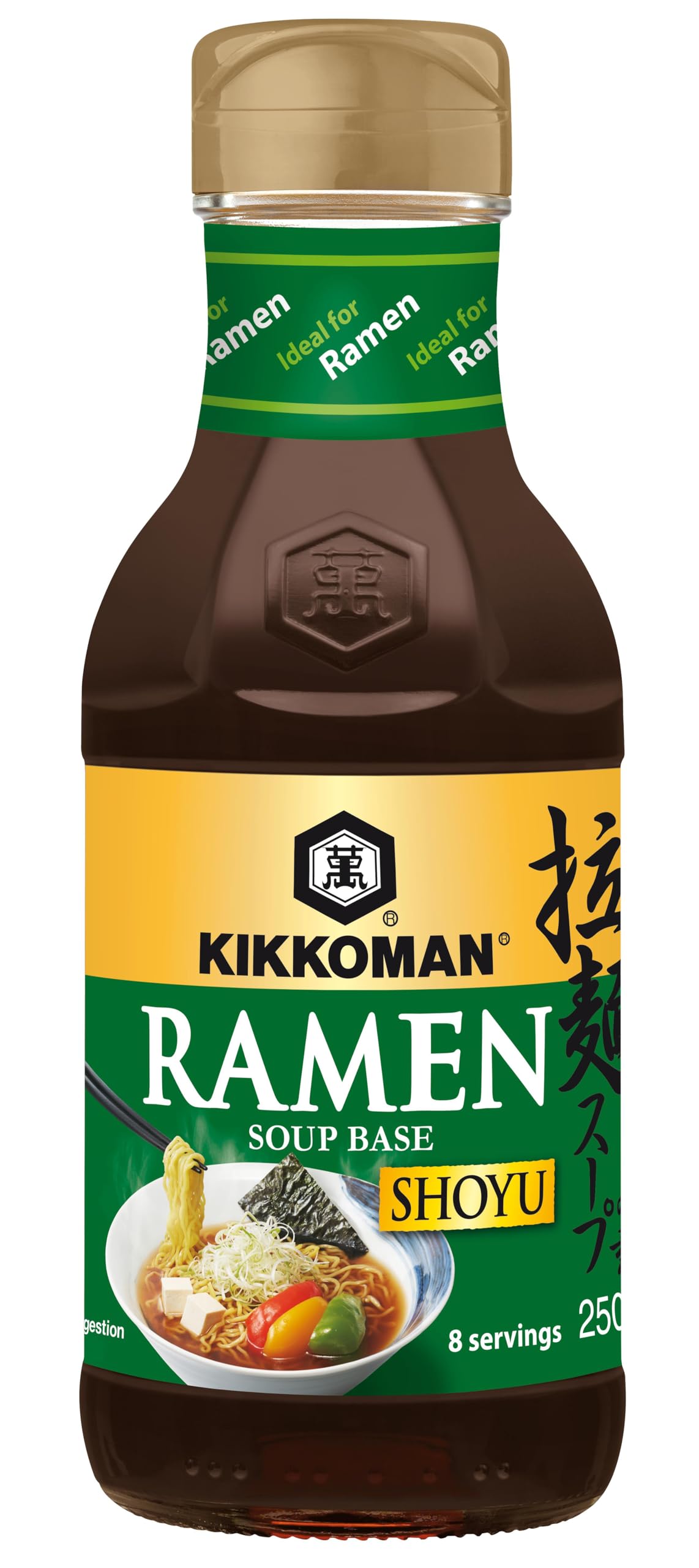 Xihaha KIKKOMAN Base concentrada para Sopa de Fideos Ramen, Sabor a Salsa de Soja (shoyu), Vegana, 250 ml – 8 porciones