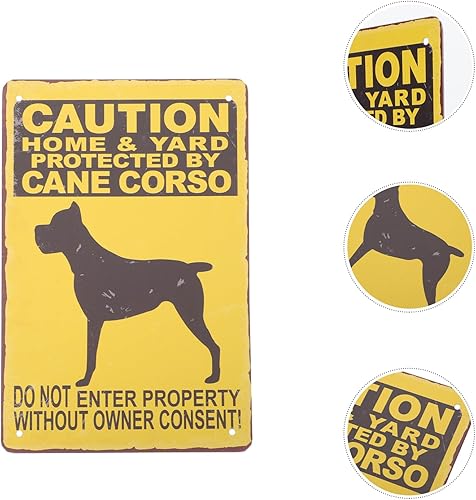 Miniatura 7 de Yardwe Letrero de cane Corso, 2 piezas de letrero de advertencia de perro de metal para decoración de pared para cerca, patio, puerta, hogar al aire