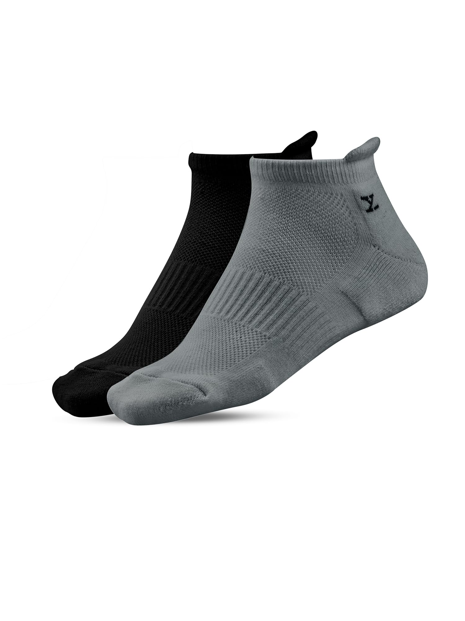 XYXX Mens Intellieaze Ankle-Length Socks 2-Pack, Icy Grey+Pitch Black - Image 1