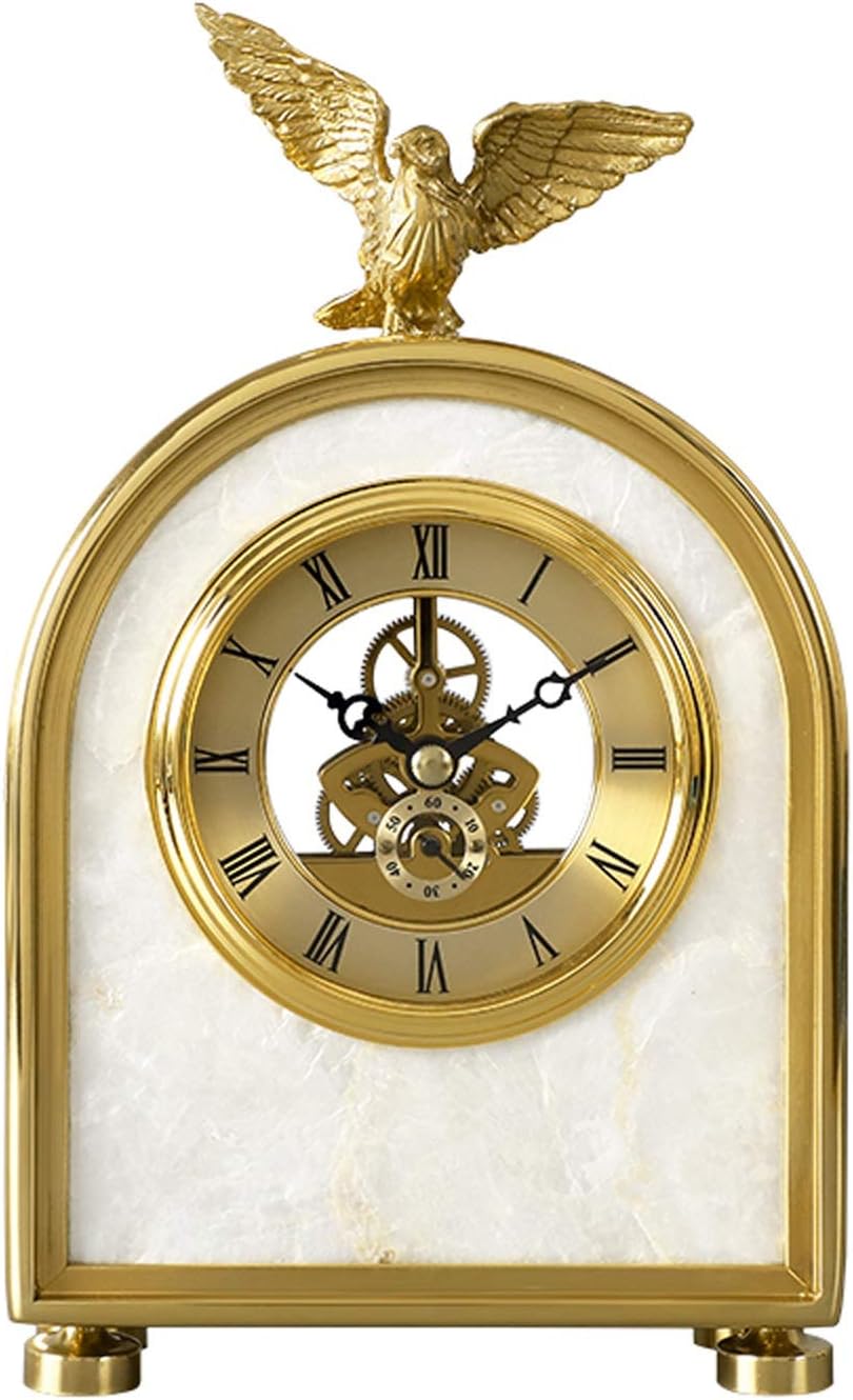 Table Clock Light Luxury Home Metal Table Clock, Simple and Exquisite Desk Clock/Mantel Clock, Can Be Used in The Living Room, Bedroom Decorative Clock