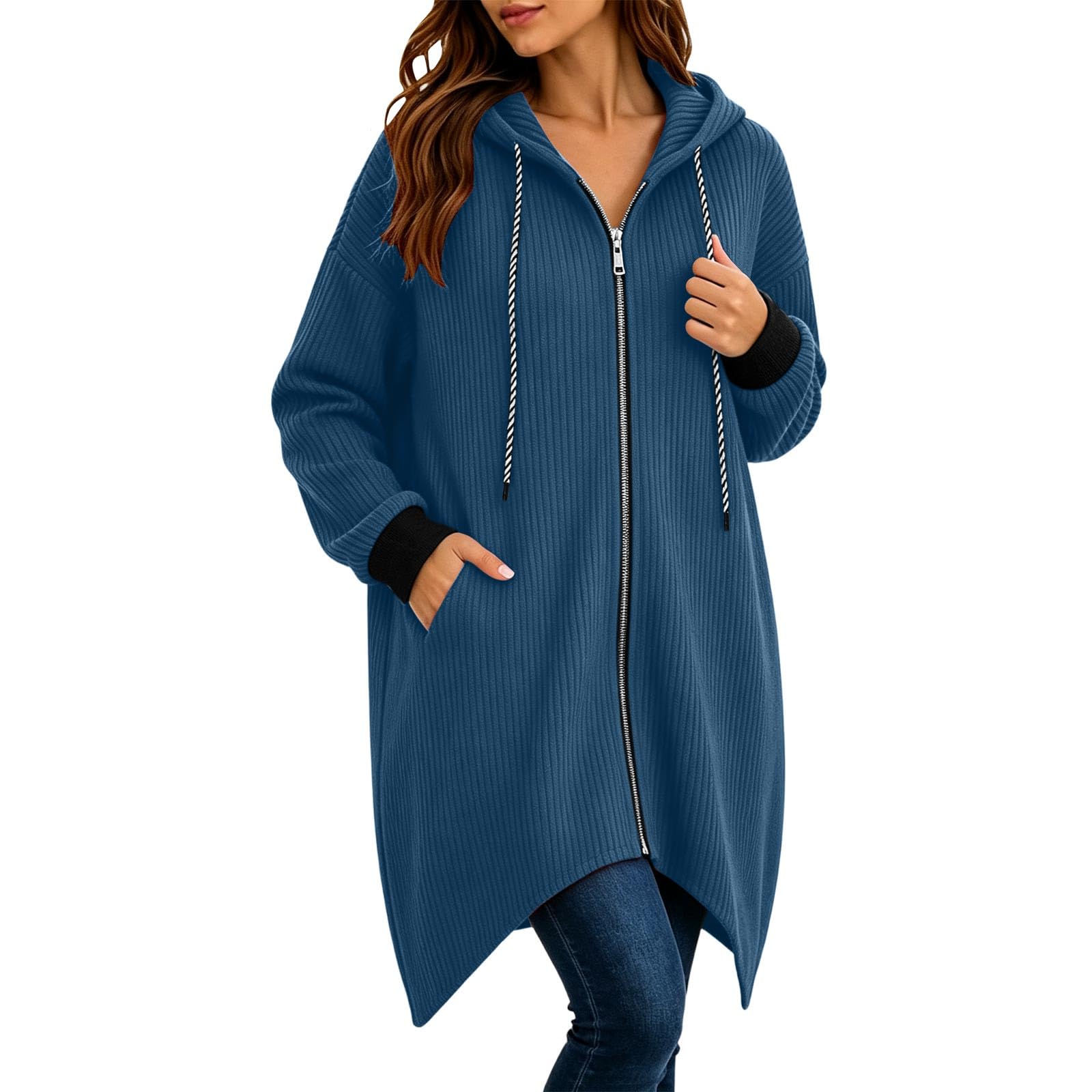 Sudadera con capucha para mujer, con cordón, manga larga, deportiva, otoño