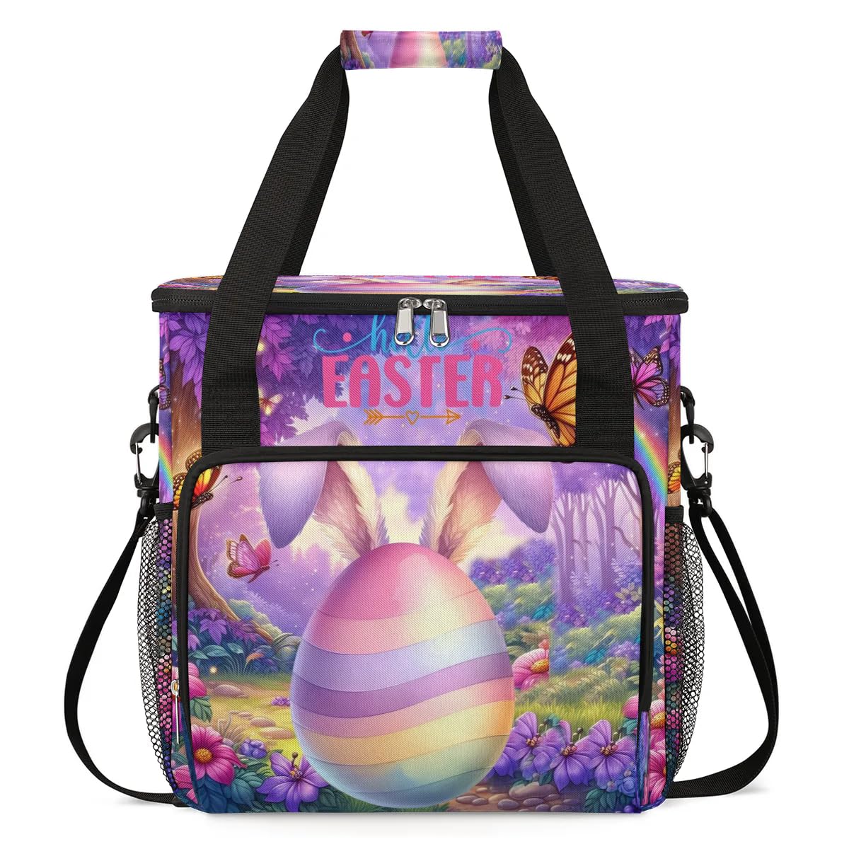 FengQuGou Coffee Maker Carring Bag Cute Eggs Easter Travel Carrying Storage Tote Bag Compatible with Keurig K-Mini or K-Mini Plus Portable Single Serve Coffee Brewer Case with Pockets for K-cup Pods