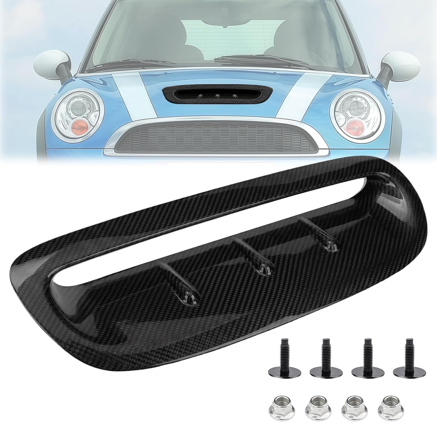 Front Air Hood Bonnet Scoop Vent Compatible With Mini Cooper S F54 F55 F56 F57 2014-2024 Accessories, Carbon Fiber