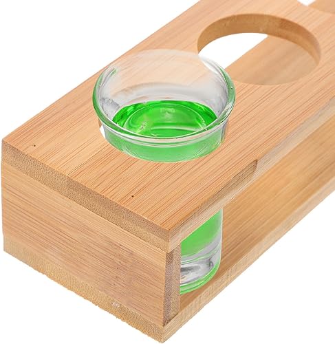 Vista 3 de Kichvoe Soporte de vidrio de chupito de madera, redondo, como se muestra