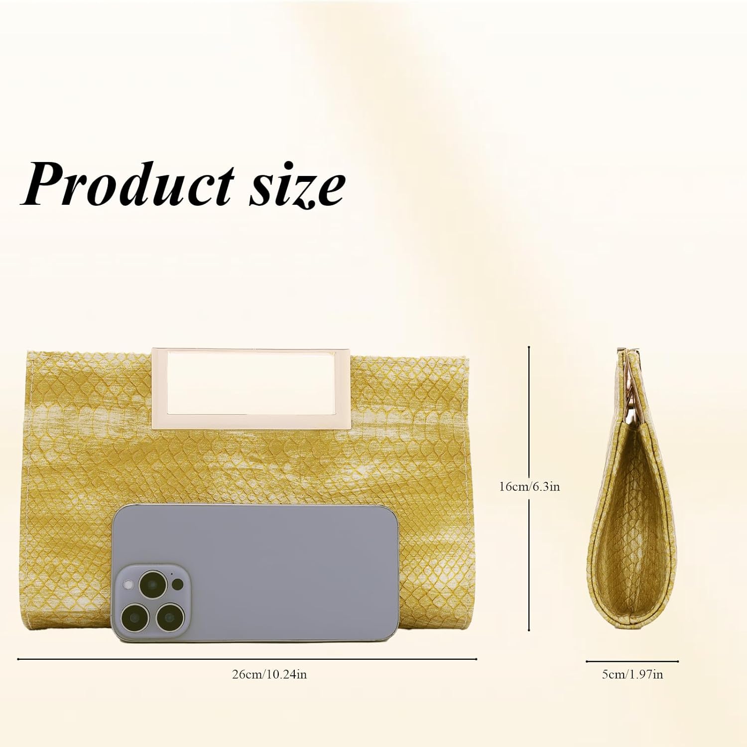 KUANG! Clutch Handbag for Women PU Leather Crocodile-Patterned Bag Vintage Evening Clutch Purse Shoulder Bag