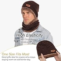 Vista 15 de FZ FANTASTIC ZONE Conjunto de gorro de invierno para hombre y mujer, bufanda de punto cálido, forro polar grueso, gorro de calavera, calentador