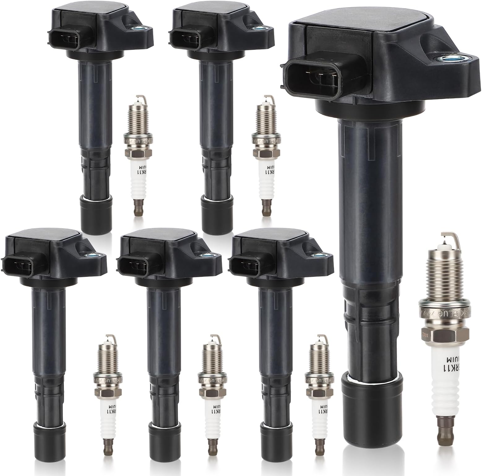 UF400 Ignition Coil & 9807B-5517W Double Iridium Spark Plug OE# UF512 C1460 | Fits for Honda 2003-2008 Pilot, 2001-2005 Civic, 2006-2008 Ridgeline/Acura 2001-2009 MDX, 2001-05 EL/2004-07 Saturn Vue 6PCS