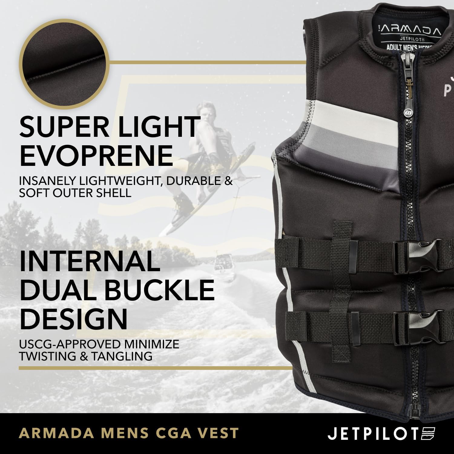 Jetpilot Men's Armada Neoprene Coast Guard Approved Life Jacket PFD
