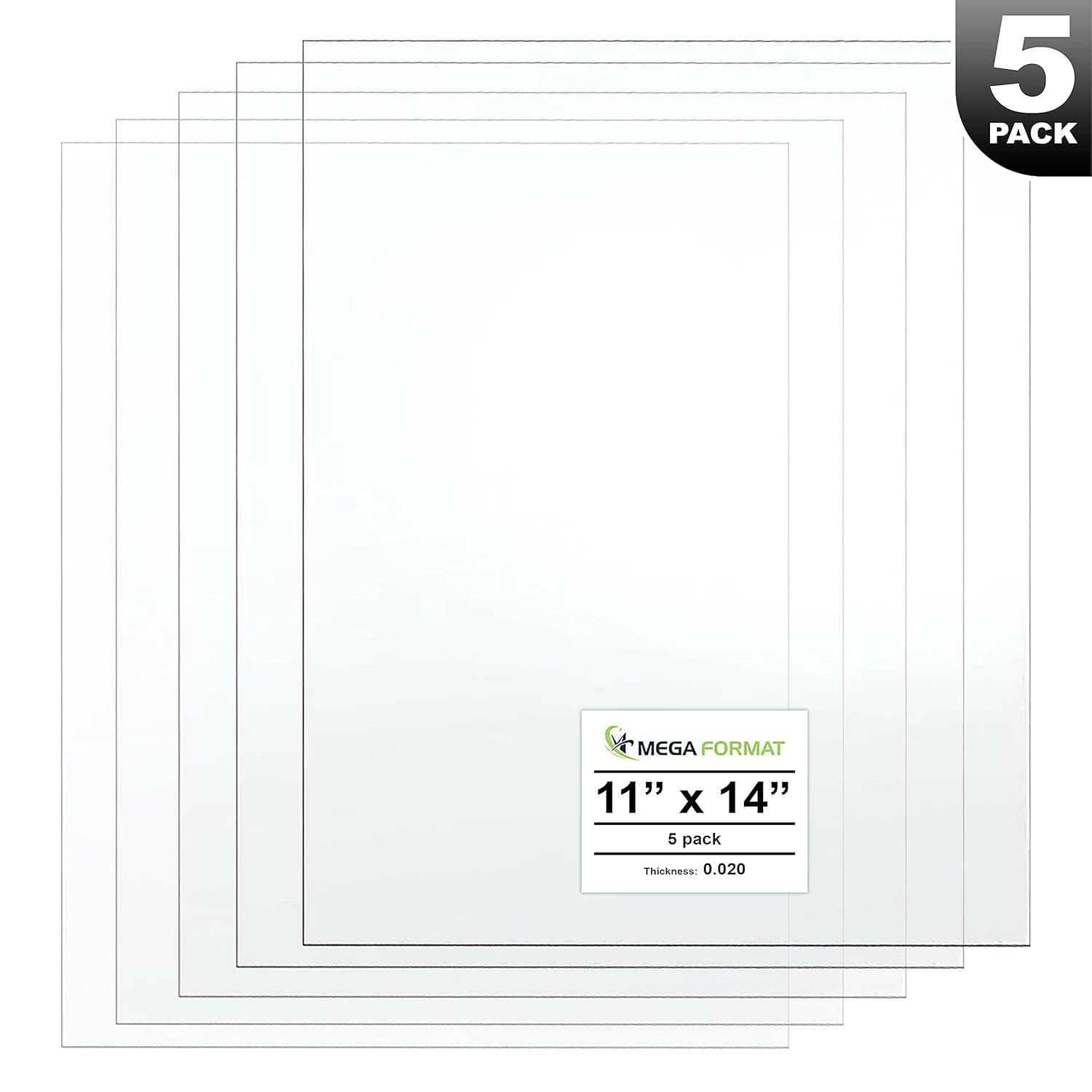 Clear Polystyrene Flexible Plastic Board Sheet 11" x 14" (.020 Thick) Styrene Sheet, Ideal for Modeling Projects, Displays, Plastic Sheets for Crafts, Styrene Sheets Durable Plastic Sheet (5-Pack)