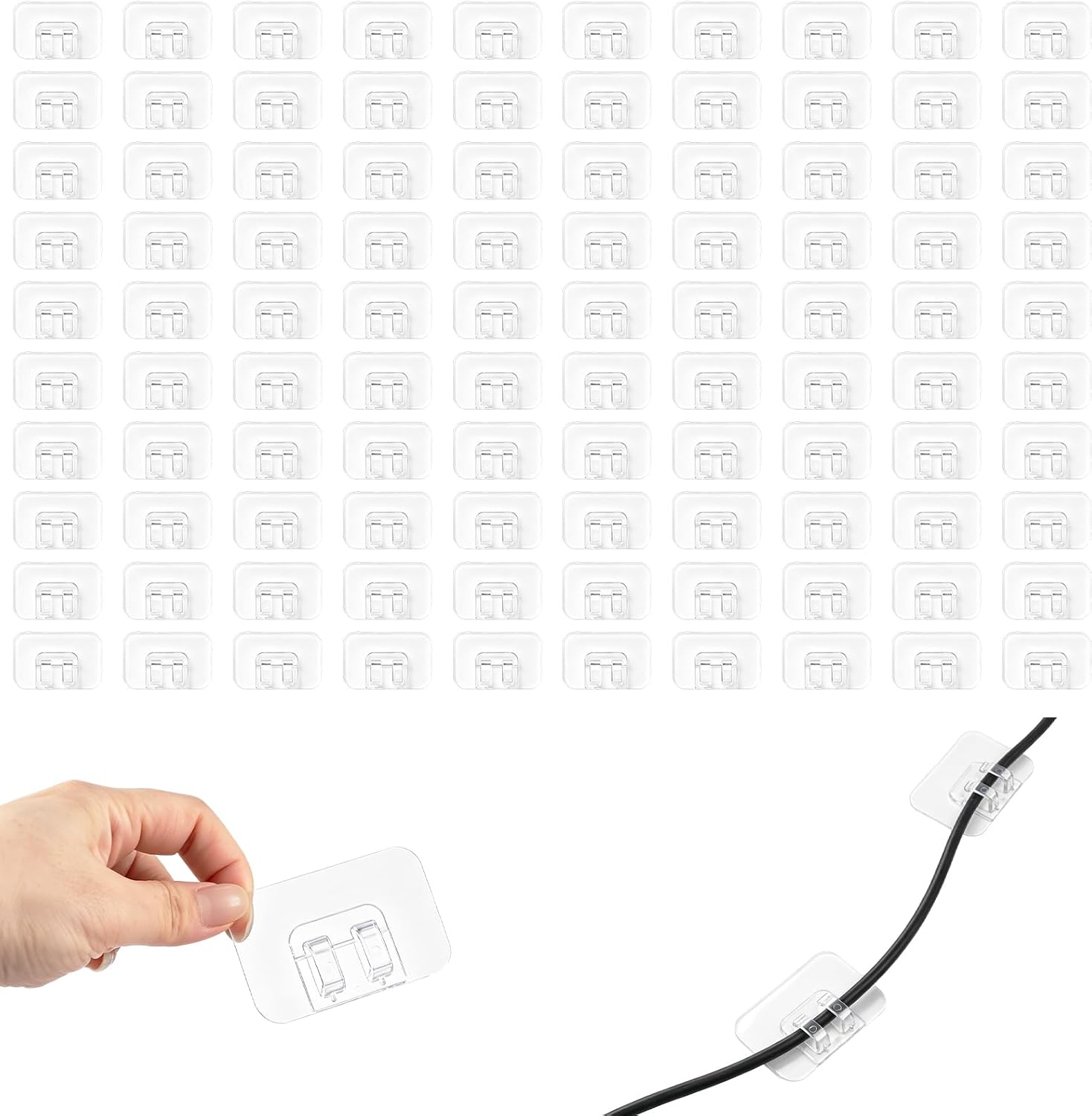100 Pcs Adhesive Outdoor String Light Clips, Waterproof UV