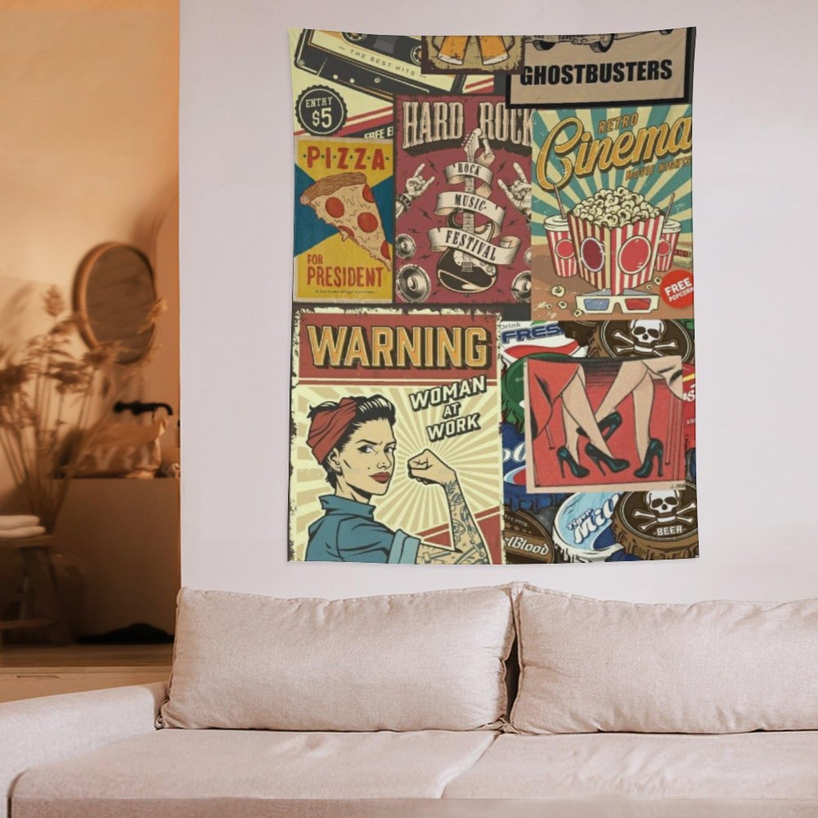 Amazon.co.jp: Cikeアメリカンレトロポスタータペストリー おしゃれ