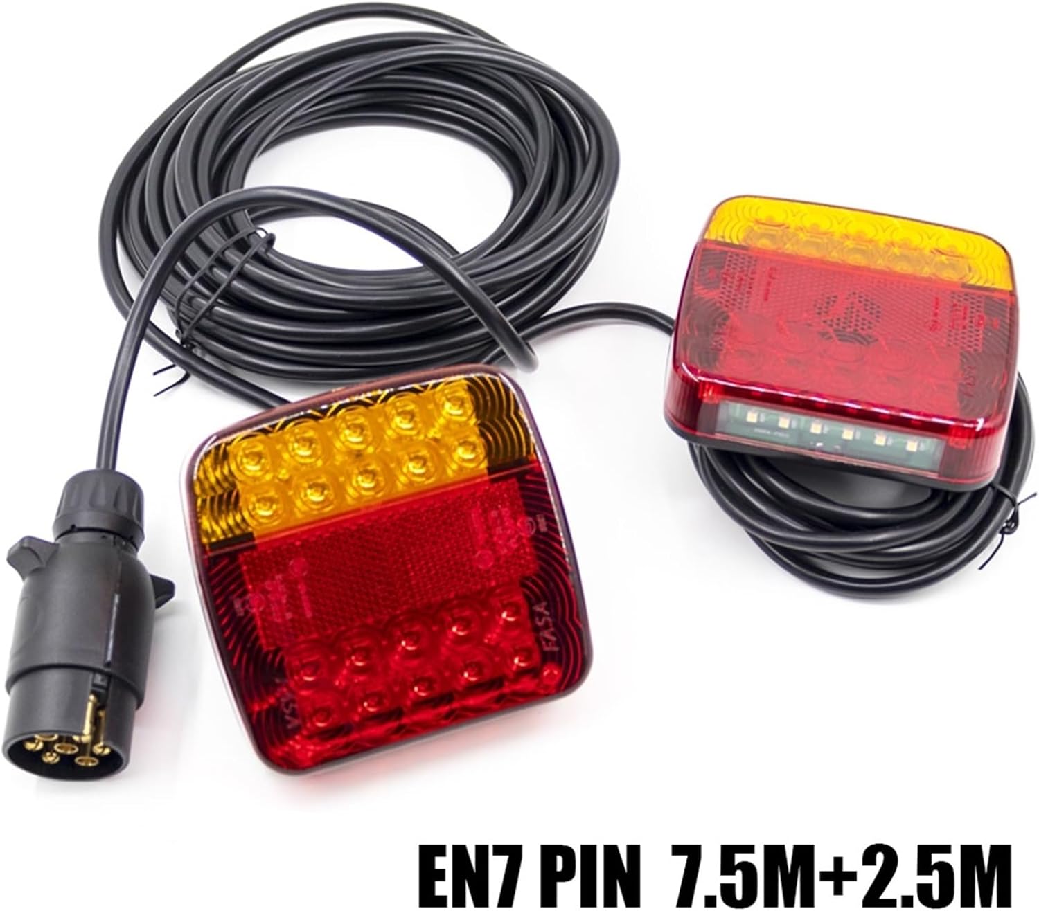 1SET 12V EN 7 Pin 10m 26 LED Trailer Universal Brake Stop Lamp License Number Plate Reflector Waterproof