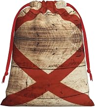 Alabama State Flag on Old Wood Grain Postcard Christmas Bags Storage Bag Birthday Party Holiday Supplies,It can also be used for daily storage