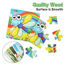 SANNIX 12 Pack Dinosaurs Animals Jigsaw Puzzles with 12 Organize Bags Wooden Dinosaurs Toddlers Puzzles for Kids Ages 3-6 Party Favors Educational Learning Travel Toys for Boys and Girls