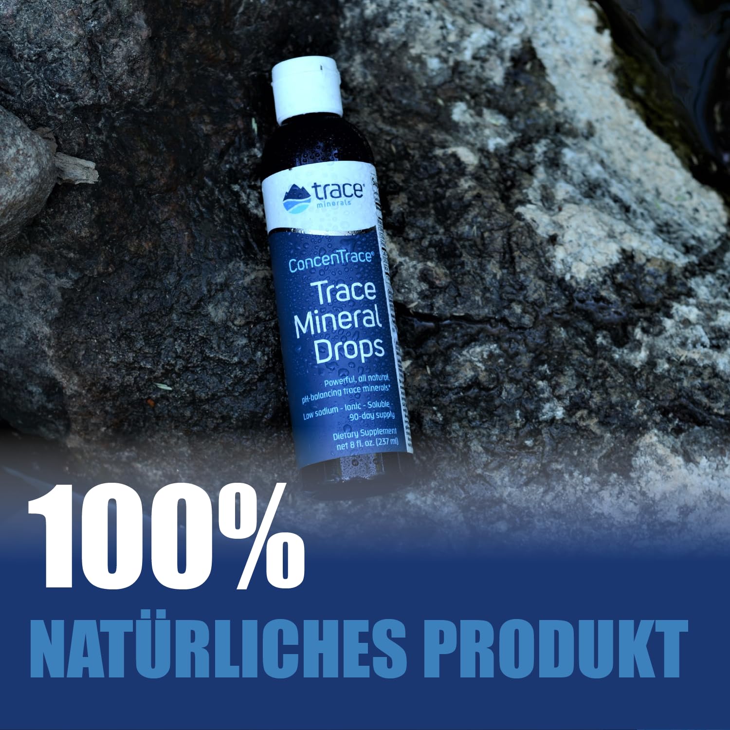 Trace Minerals ConcenTrace Tropfen | 72+ Mineralien, ionisches flüssiges Magnesium, Chlorid, Kalium | Niedriger Natriumgehalt | Energie, Elektrolyte, Hydratation (237 ml x 2) | 2 Pakete