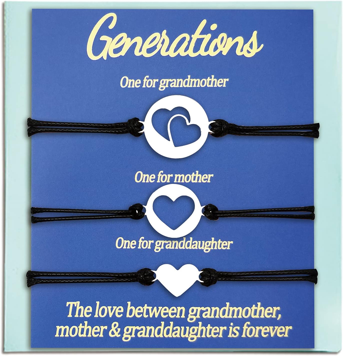 Great Grandma Gifts Nana Mom Granddaughter Daughter Gift Matching Bracelets 3 Gnerations 4 Generations Mothers Day Gifts Grandmother Mother Mommy and Me Love Heart Adjustable Simple Jewelry
