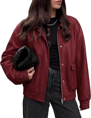 BTFBM Faux Leather Jacket Women Fall Clothes 2026 Zip Up Motorcycle Outwear