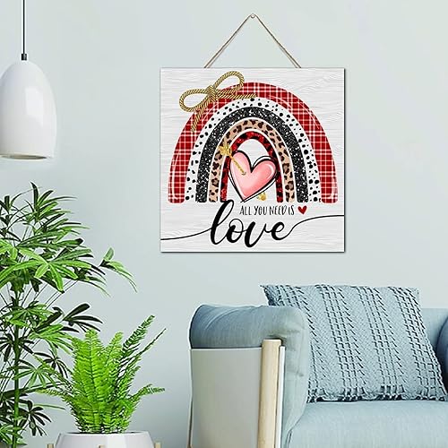Miniatura 6 de Autravelco Letrero de madera envejecida con diseño de corazón rojo Be Mine en forma de corazón rojo vertical placa de madera 6 x 10 pulgadas Día de