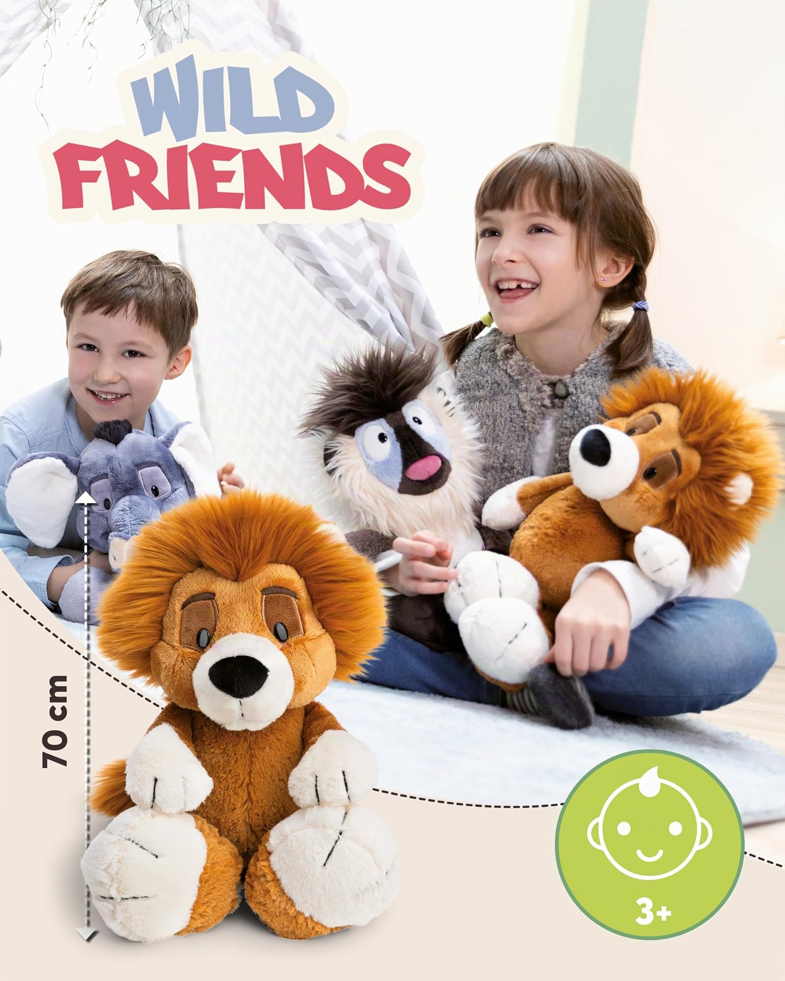 NICI Kuscheltier Löwe King Kimari 70cm - braun - 62748 | Stofftier aus weichem Plüsch, niedliches Plüschtier zum Kuscheln und Spielen, für Kinder & Erwachsene, tolle Geschenkidee