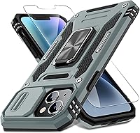 Vista 66 de DEERLAMN Funda para iPhone Air de 6.5 pulgadas con cubierta deslizante para cámara + protector de pantalla (2 paquetes), soporte de anillo giratorio