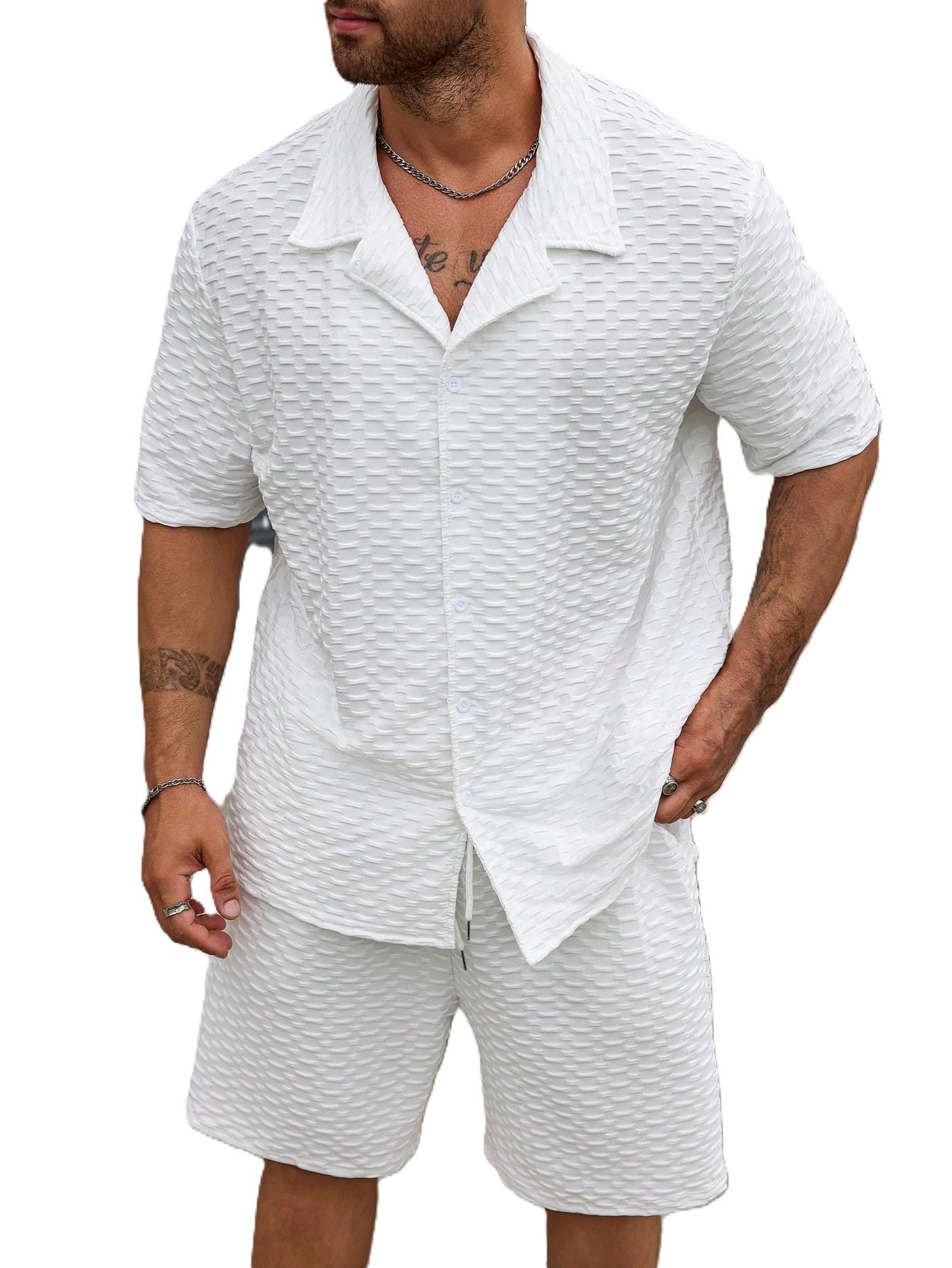 Mens Polo Shirt and Shorts Sets Outfits 2 Piece Fashion Summer Tracksuits Casual Short Sleeve Set