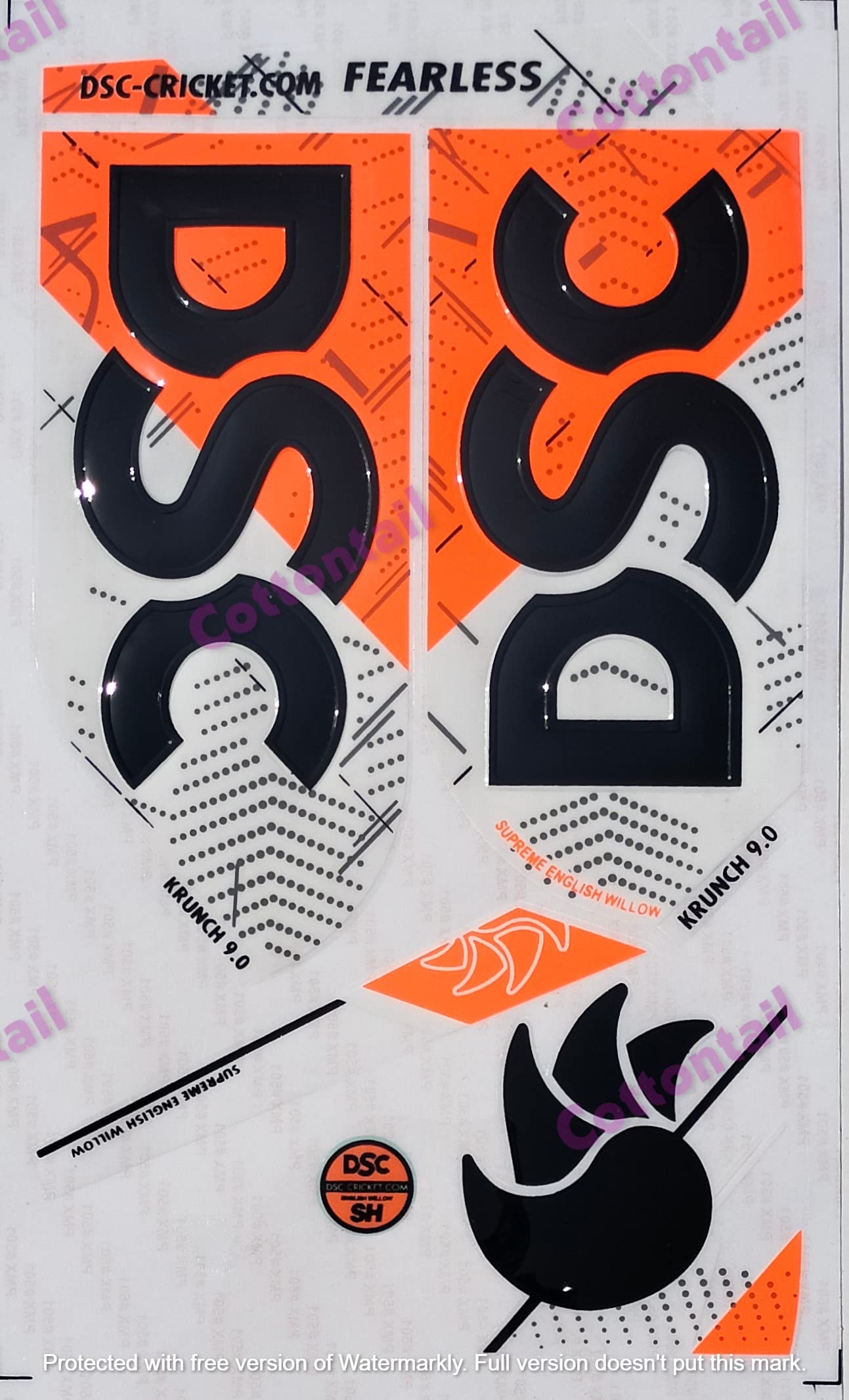 Cottontail | 3D KRNCH Edition | English Willow | Embossed Cricket Bat Sticker | Orange (B0BZQPBK8R) Amazon Price History, Amazon Price Tracker