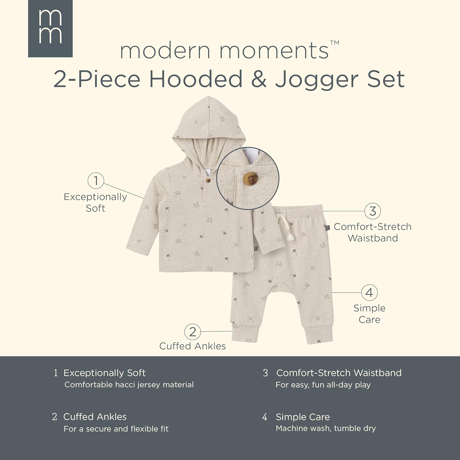 Modern Moments by Gerber Baby Hooded Hacci Top and Pant Set - Image 6