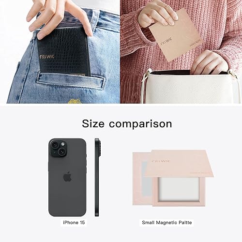 Miniatura 5 de Sombra de ojos magnética mate individual con bandeja de metal (elegancia marfil), pequeña paleta de maquillaje magnética con espejo, espátula, 20