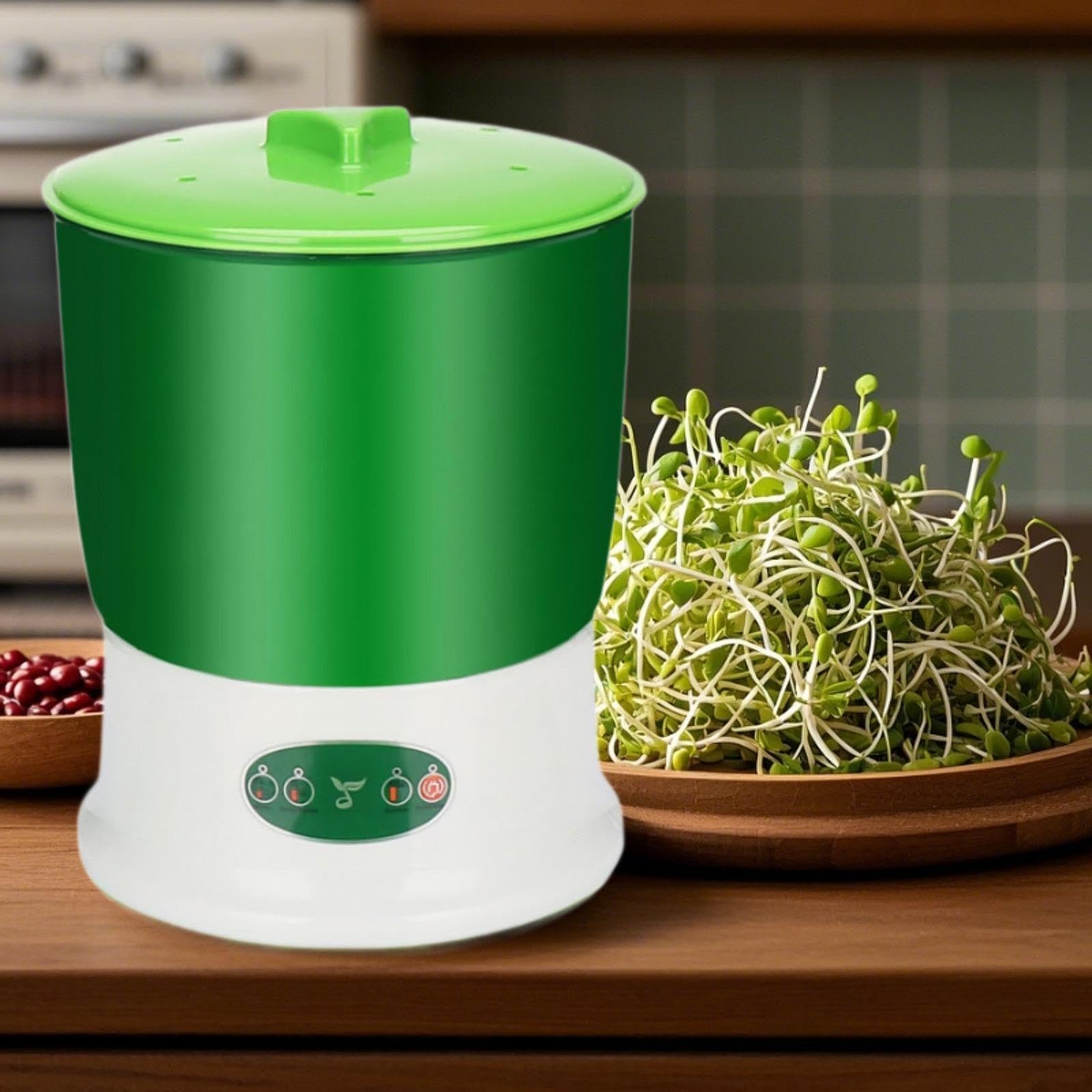 Germinador de Frijoles con Configuraciones Estacionales y Niveles, 2 Capas Germinador Doméstico de Gran Capacidad, 360° Pulverizador Automático, Kit de Máquina de Cultivo Automático para Hogar