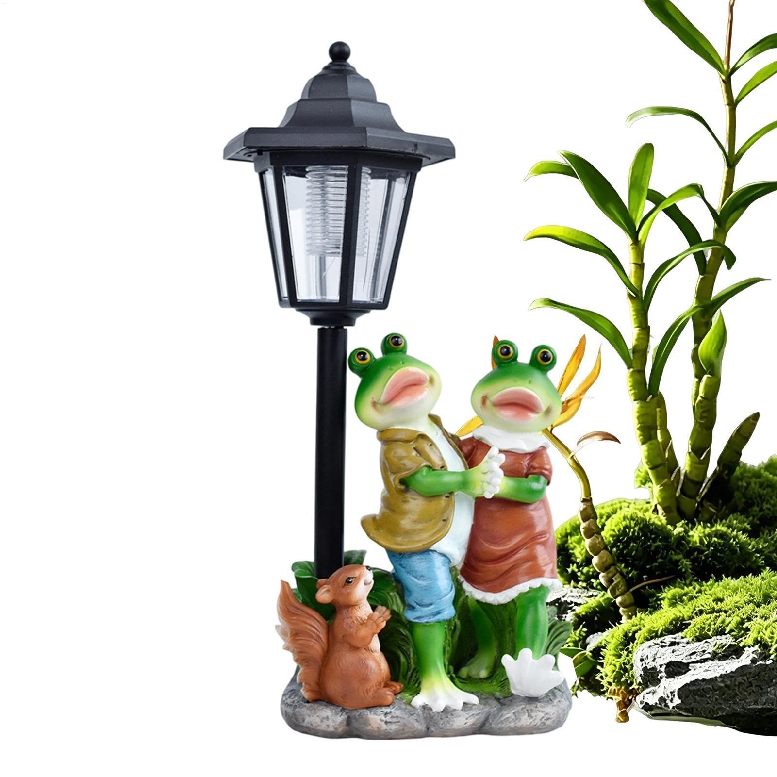 Genérico Estatua De Jardín con Luz Solar Escultura Decorativa En Resina con | Estatuas De Exterior Con Linterna Solar Para Hogar Jardín Patio Césped Balcón Porche Y Patio