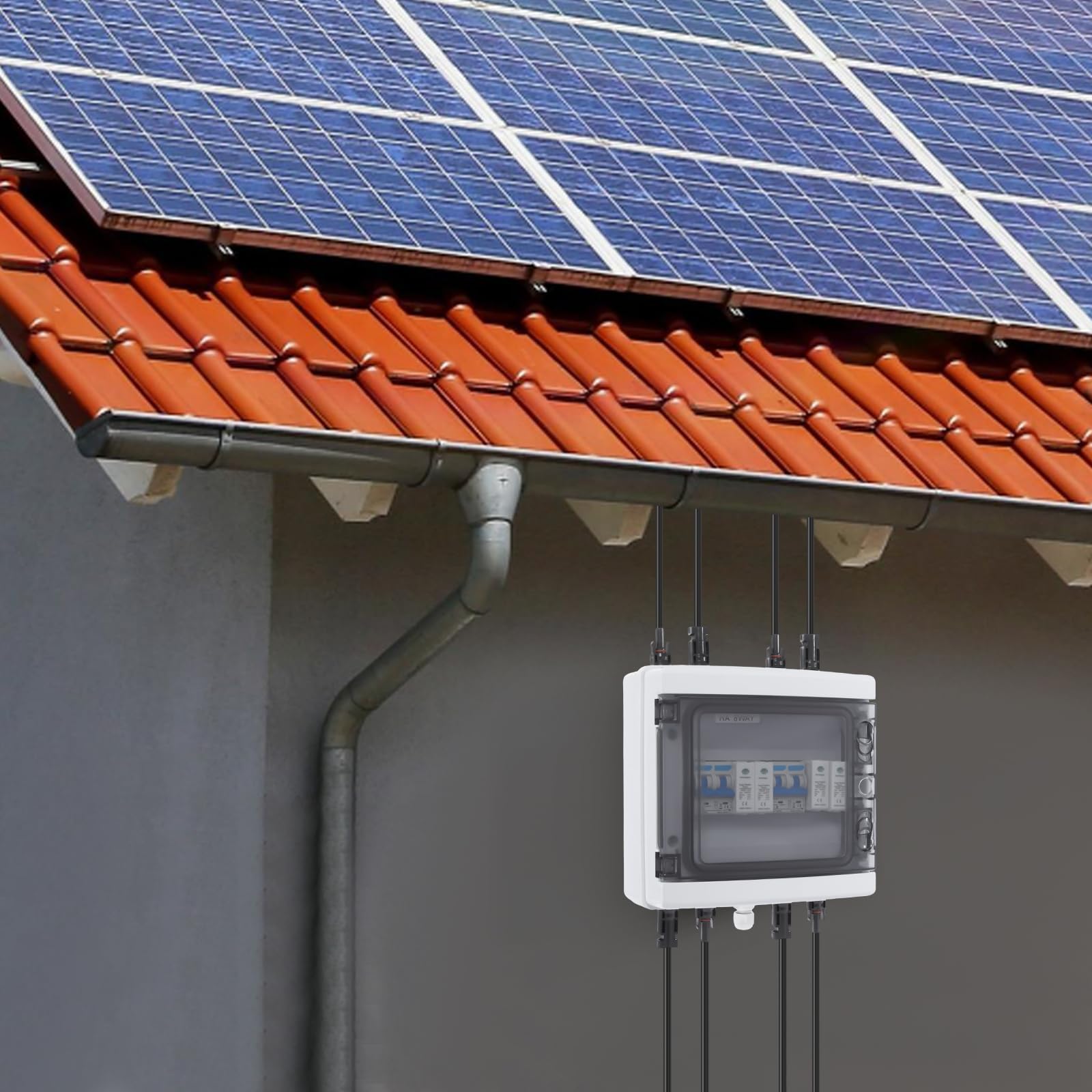 Solar Verteilerkasten 2-in-1 Ein- und Ausgang 25A 1000V DC IP65 IK10 Überspannung Blitzschutz Überlastschalter Solartrenschalter für Solaranlage Wohnmobil Wechselrichter