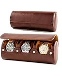 MR.OKAY 3 Watch Travel Case- Classic Leather Watch Case With Perfect Texture.Portable Watch Roll Or Organizer For Storage And Display. Luxury Gifts For Men, All Handmade by Artisans.