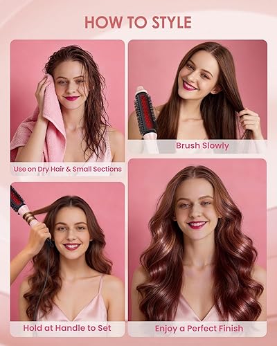 Miniatura 4 de Cepillo térmico infrarrojo, cepillo redondo térmico mejorado de iones negativos 2026 para el cuidado del cabello de mujeres y niñas, barril más