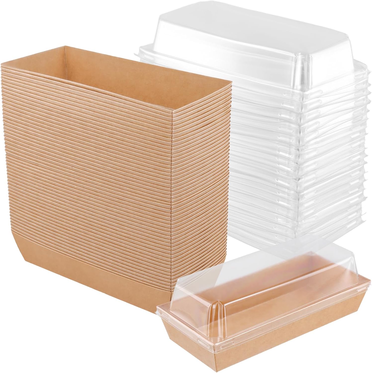 150 Pack 7.5 x3.3 x 2.5 Inch Pale Brown Charcuterie Box, Karft Paper Large Charcuterie Boxes, Disposable Food Containers for Bakery Desserts Cupcakes Salads Strawberries Cookies