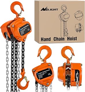 Nilight 1/2톤 499kg(1100파운드) 수동 체인 호이스트 80 아연 도금 체인 3m(10피트) 리프팅 높이 산업용 등급 강철 구조물 차고 창고 자동차 기계용