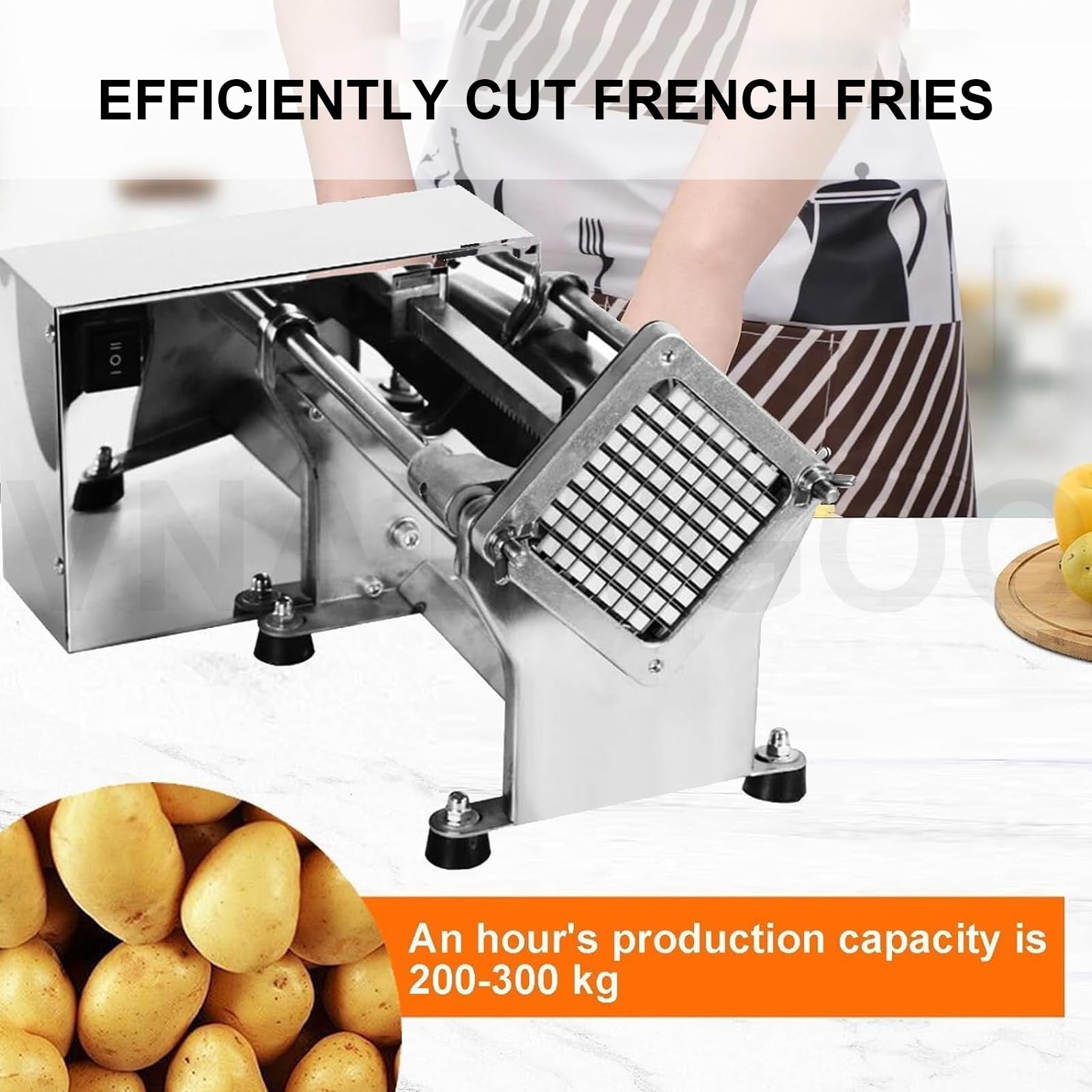 Coupe-Frites éLectrique Professionnel à 3 Lames, Coupe-Pommes De Terre, Carottes, Concombres, pour Usage Professionnel Et Domestique