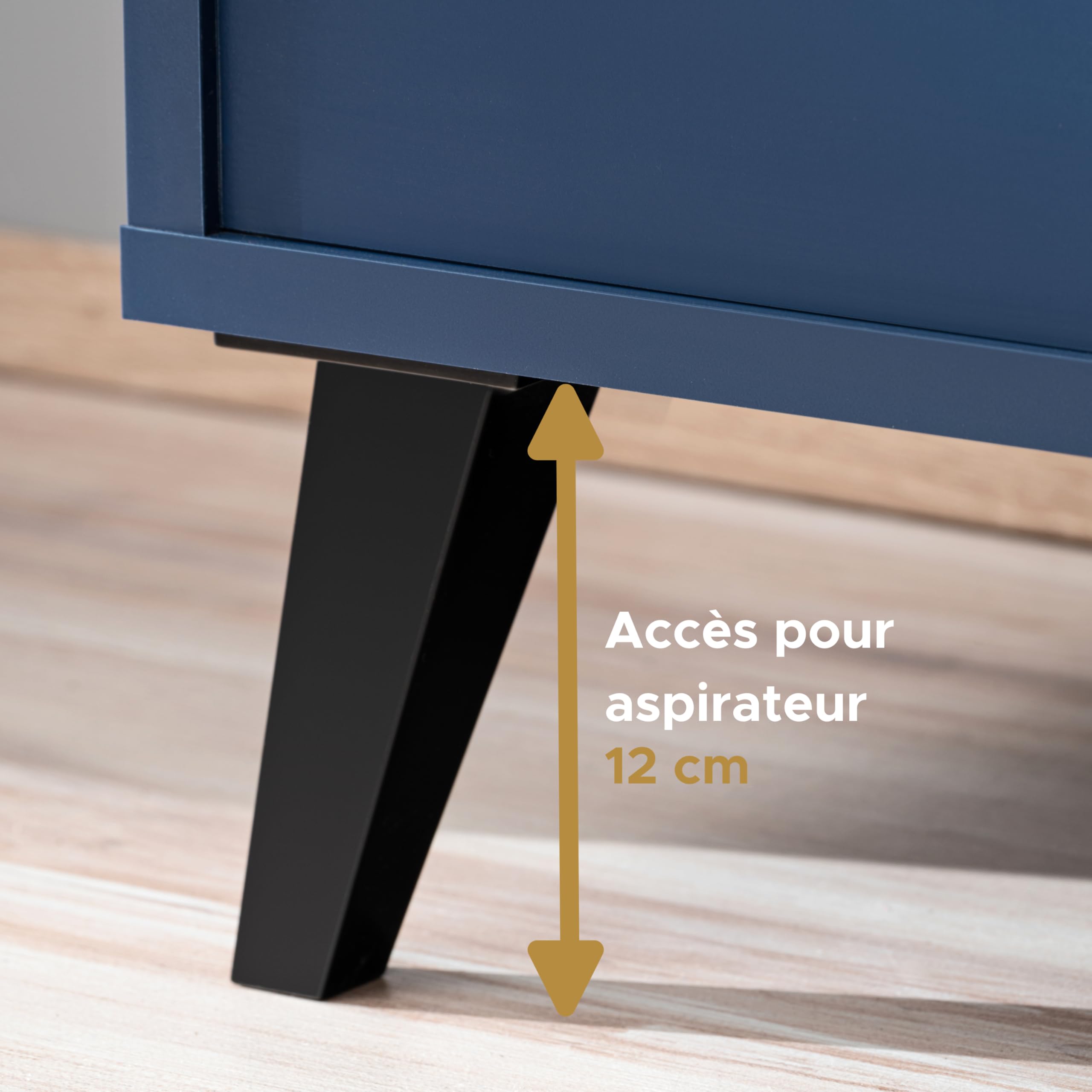 Komodee Fondi Ensembles de Meubles TV 3 armoires avec casier à vin, Style scandinave, pour Salon, Cuisine, Salle à Manger, Bureau, Bleu, Bois Clair, 173x35x272 cm