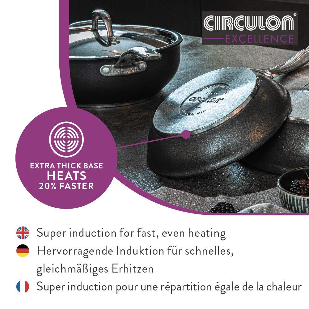 Circulon Excellence 2-teiliges Bratpfanne Set 26/30 cm | 2X spülmaschinenfeste Induktionspfanne mit hochwertigem Pfanne Antihaft |Pfannen mit Griff aus Edelstahl