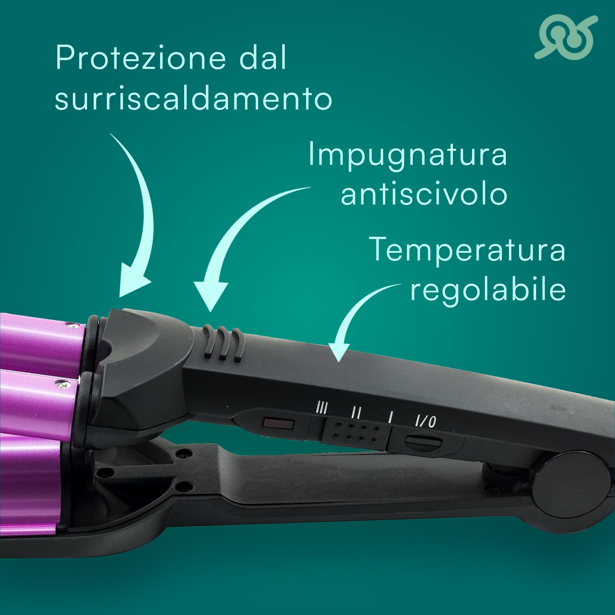 TEMPO DI SALDI Piastra Arricciacapelli professionale a 3 tubi, Max 200°C con Temperature Regolabile 120-160-200°C, Piastra Onde per Capelli per Acconciatura effetto Beach Waves Veloce e Duratura
