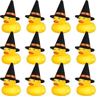 Yellow Rubber Ducks with Hats Halloween Rubber Ducks Pack of 12, Mini Bath Toys Squeaky Bathtub Tiny Ducks Mini Ducks for Bathtub Duckies Gift for Halloween Baby Shower