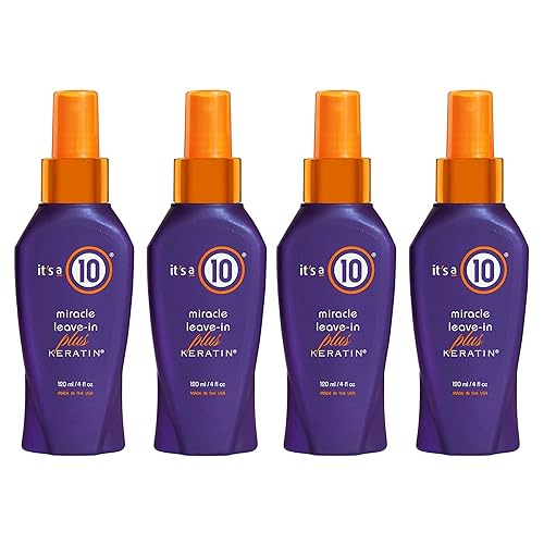 It's a 10 Haircare Miracle Leave-In Plus - Aerosol de queratina, 4 onzas líquidas (paquete de 4)