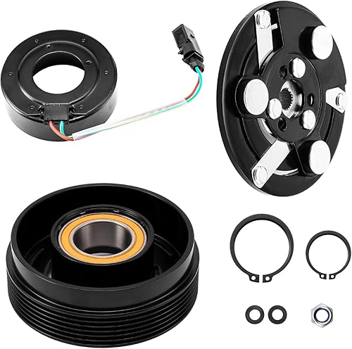 PHILTOP Embrague del compresor de CA, kit de embrague del compresor de CA Reemplazo de la bobina de la polea para 1999-2005 Bee-tle 1.8L 1.9L 2.0L,