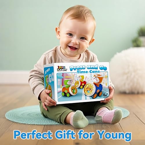 Miniatura 6 de iPlay, iLearn Press to Go - Juego de juguetes de coche para niños pequeños de 1 a 3 años, coches de carreras de fricción para bebés, juego de