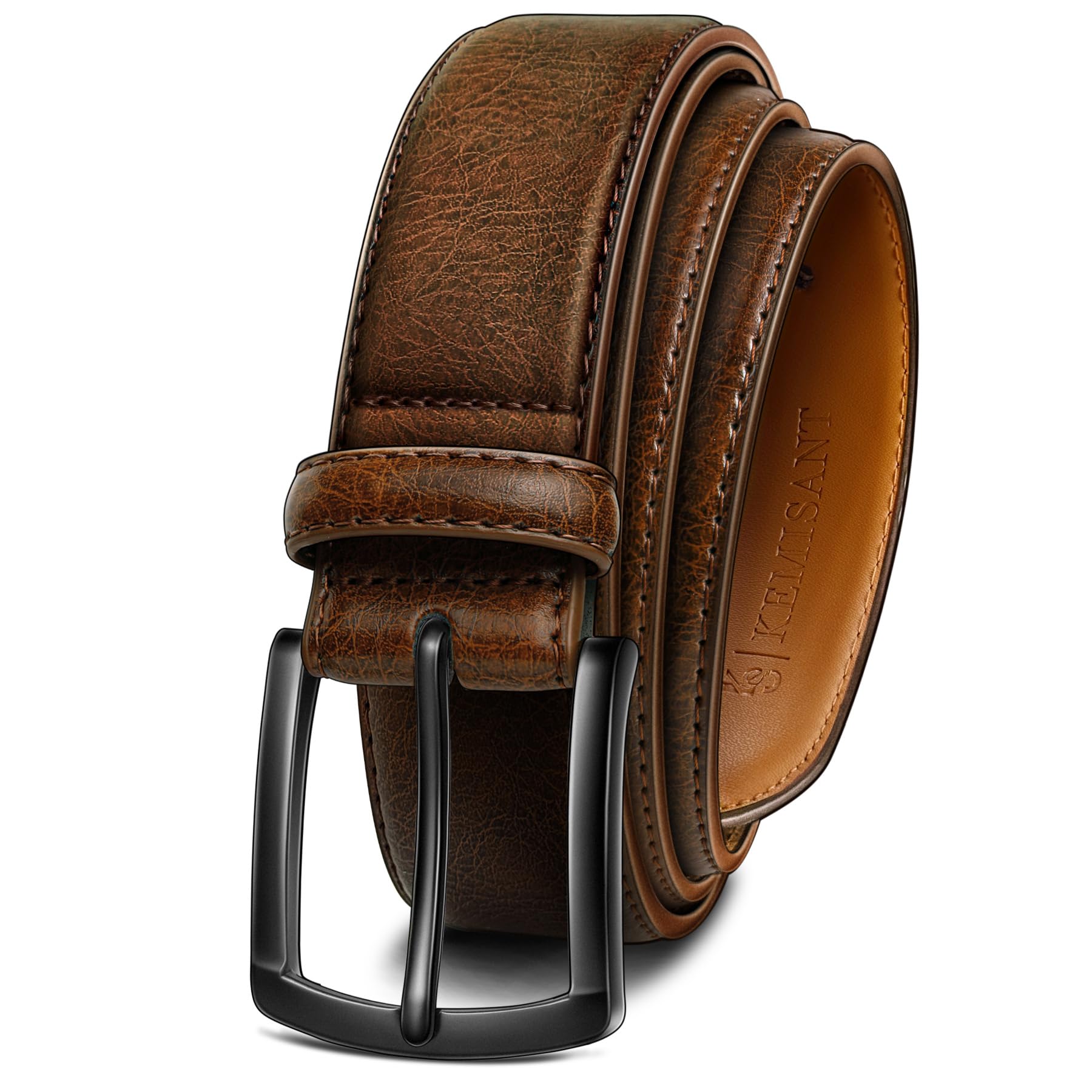 KEMISANT Men Belt-Genuine Leather Belt for Men Dress Casual Golf Jeans 1 3/8"