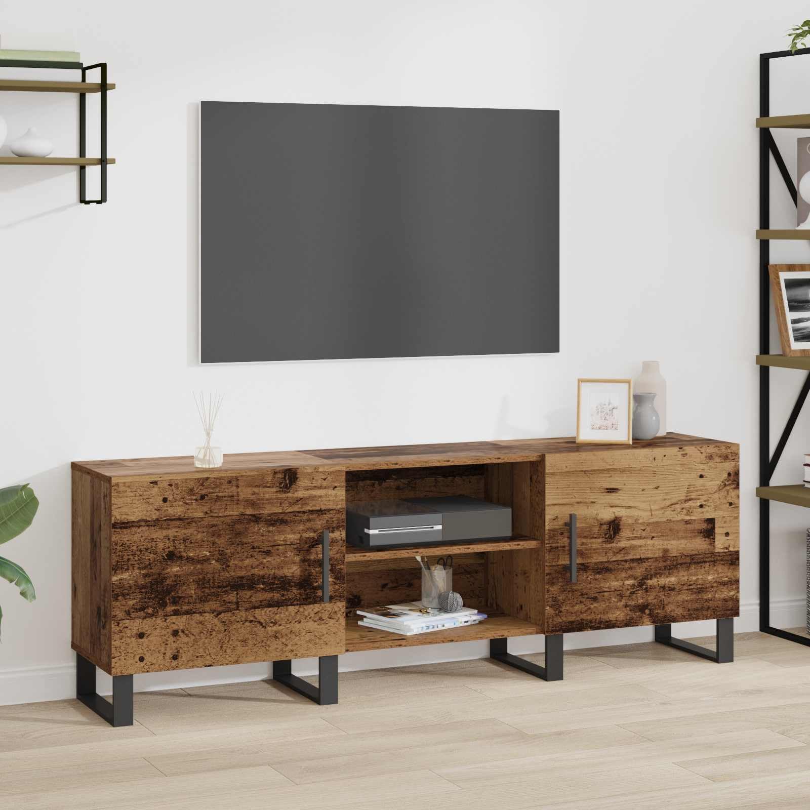Mobile basso per TV, effetto legno anticato, 150 x 30 x 50 cm, in