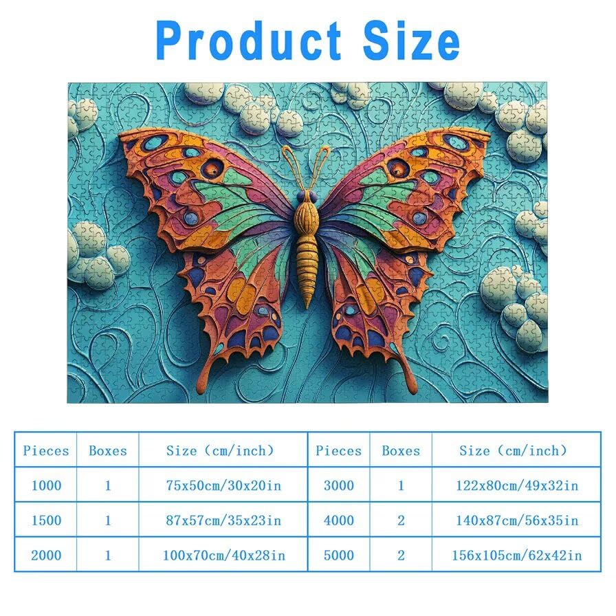 Motyl Puzzle 1000 elementów, puzzle 1000 elementów dla dorosłych i dzieci od 14 lat, zwierzęta drewniane puzzle z wykwintnym pudełkiem do pakowania, puzzle do dekoracji ścian, prezent dla kobiet