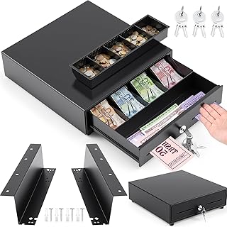 Geelin 13 Inch Manual Push Open Cash Register Drawer with Under Counter Mounting Bracket