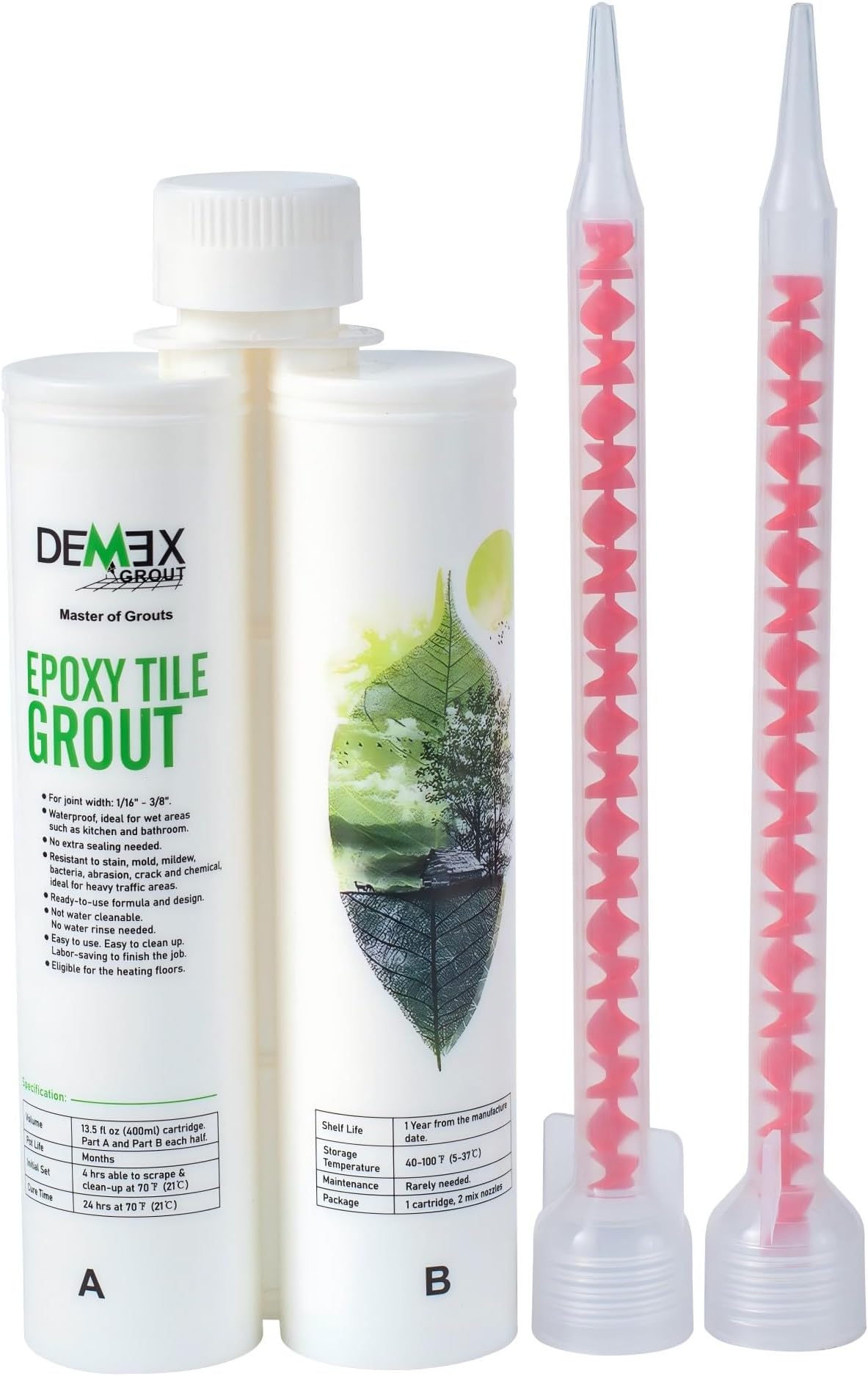 Epoxy Grout for Tile & Stone, Waterproof, Stain, Mold, Mildew, Crack & Chemical Resistant for Floor & Wall, Interior & Exterior, Ready to Use, Easy to Apply & Clean (Beige, 13.5 fl oz (400 ml))